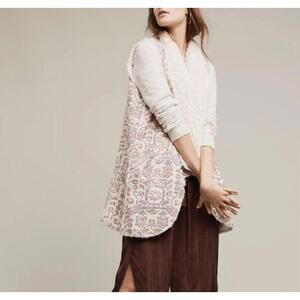 Hei Hei Anthropologie Women's Faux Fur Tapestry Floral Open Front Vest Sm EUC